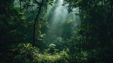 Obraz premium Forest in Southeast Asia with contrasting shadow and light