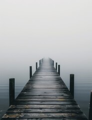 Obraz premium Long Dock Extending Into Aquatic Environment