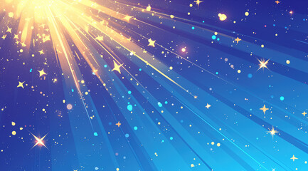 Light effects with lines and stars on a blue gradient.