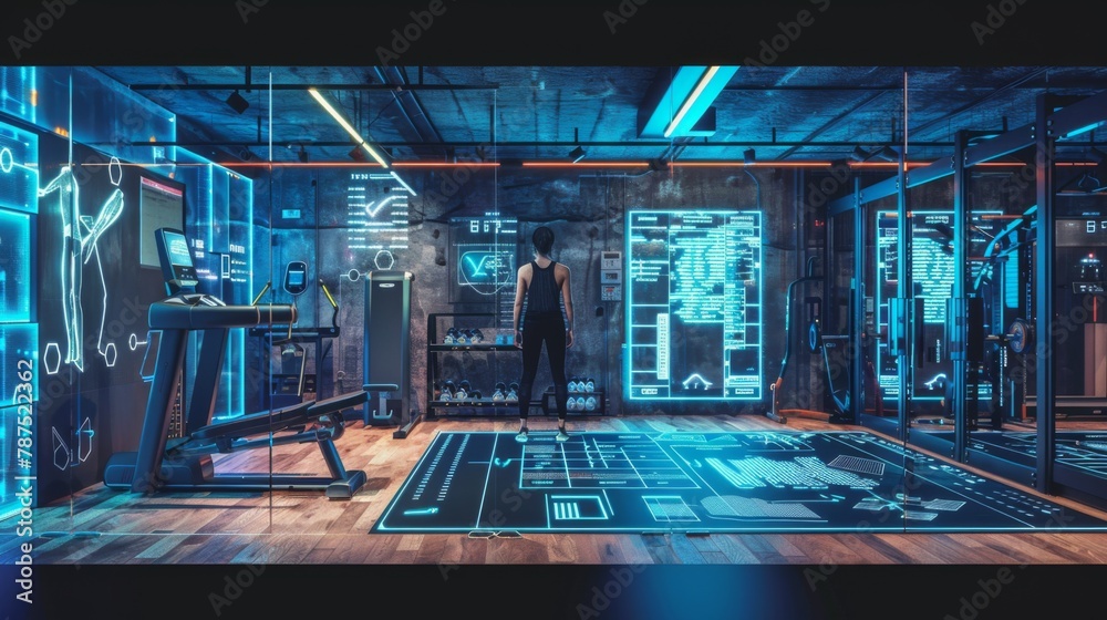 Poster man standing in room filled with machines
