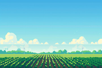 Horizon Agricole : Illustration Minimaliste d'un Champ de Cultures