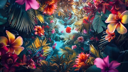 Tropical paradise comes alive with colorful flower explosions
