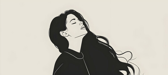 Generate a minimalist line art portrait of an opera singer, using exaggerated curves and a dramatic pose to convey their powerful vocal presence and artistic expression