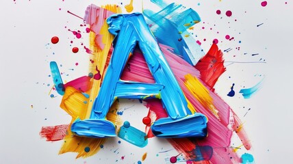 Bright and educational letter A, poster for children, each letter distinctively painted with...