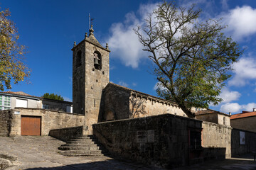 Santo Estevo church and square in the medieval village of Allariz, Orense, Galicia, Spain.