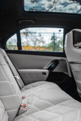Luxury car rear seat row with armrest