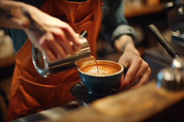 Fototapeta na wymiar pouring coffee in a cup