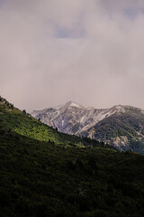 Cerro Catedral, main ski center in Argentina. Bariloche Route 40, autumn winter season with orange, yellow and green colors. Argentine Patagonia