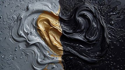 Mixing gold and black in an abstract composition.