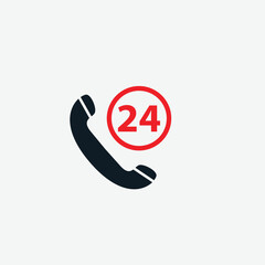 24 hour phone icon vector logo design template