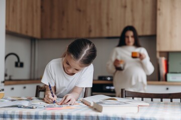 Young Girl Studying at Home