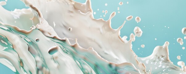 white milk splash on blue background