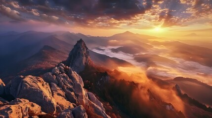 Obraz premium Top Of The Mountains Natural Landscape Photography (Generative AI)