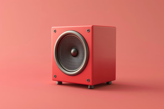 minimalist red speaker three dimensional  render for modern sound technology