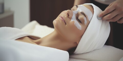Fototapeta na wymiar woman in spa salon working with facial skin Generative AI