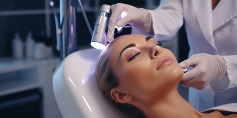 Obraz na płótnie Canvas woman in spa salon working with facial skin Generative AI