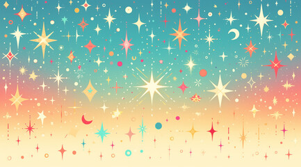Abstract illustration with twinkling stars and meteors.