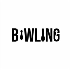 Bowling text logo design with bowling pins on negative space in letters O, I and G.
