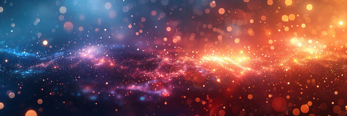 Colorful abstract background with blue and orange light effects in space style.