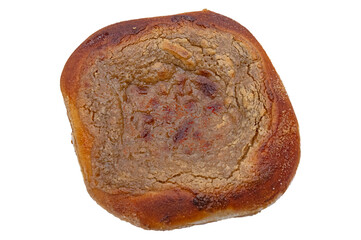 A type of local tahini sweet bun, isolated on a white background. Bursa, Turkey.