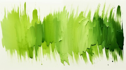 Vibrant Green Brush Strokes in Abstract Acrylic Painting on Canvas.
