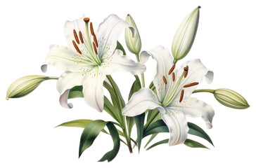 PNG Vintage illustration Lilly flower blossom plant white. - obrazy, fototapety, plakaty