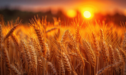Naklejka premium Wheat field, generative ai.