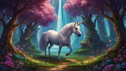 Obraz na płótnie Canvas Enigmatic Elegance: Evoking the Essence of Unicorns