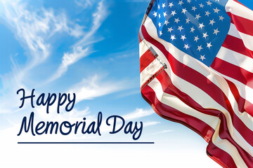 beautiful and heartfelt greeting card featuring the words "Happy Memorial Day" intricately paired with a vibrant American flag illustration, symbolizing remembrance and gratitude,