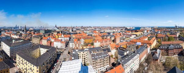 Panoramic aerial view of Copenhagen, Denmark