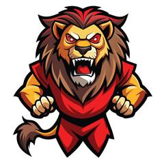Obraz premium A lion mascot displaying an angry expression, Aggressive Zombie King Lion, Vector Mascot Logo