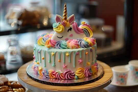 Unicorn cake, colorful Birthday cake