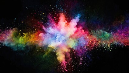 Abstract-colored dust explosion on a black background. Abstract powder splatted background