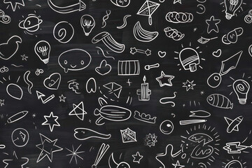 Blackboard doodles Seamless Pattern, Generative AI