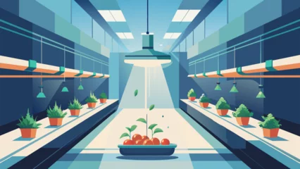 Fototapeten With a whir and a click the automated watering system gently misted the soilless trays of the spaceships vertical farm nourishing the young © Justlight