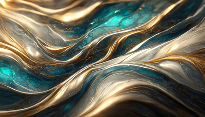 Colorful pattern of liquid silver, abstract background.