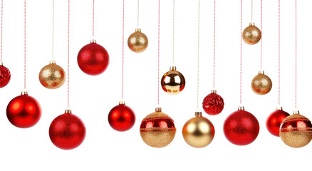 PNG Christmas ball gold red white background. 