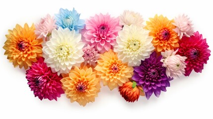 Colorful aster flowers isolated on white background - obrazy, fototapety, plakaty
