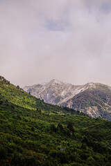 Cerro Catedral, main ski center in Argentina. Bariloche Route 40, autumn winter season with orange, yellow and green colors. Argentine Patagonia