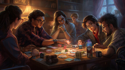 Joyful Game Night: Friends Bond Over Board and Card Games