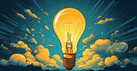 Light bulb sketch, Electric light, energy concept, Idea concept, Innovative Technology Idea Concept