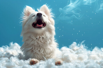 Poise in every strand of fur, a white spitz captures the essence of grace