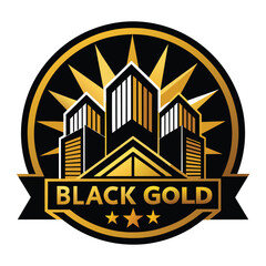 Obraz premium The black gold logo features a sleek and modern design with a color scheme of black and gold, Black Gold Real Estate Logo