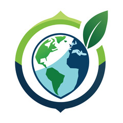Logo of a company with a green leaf on top, symbolizing nature and sustainability, Craft a simple logo that conveys the message of protecting our planet