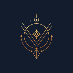 Minimalist gold and black emblem representing handmade jewelry on a black background, Create a minimalist emblem for a handmade jewelry e-commerce business