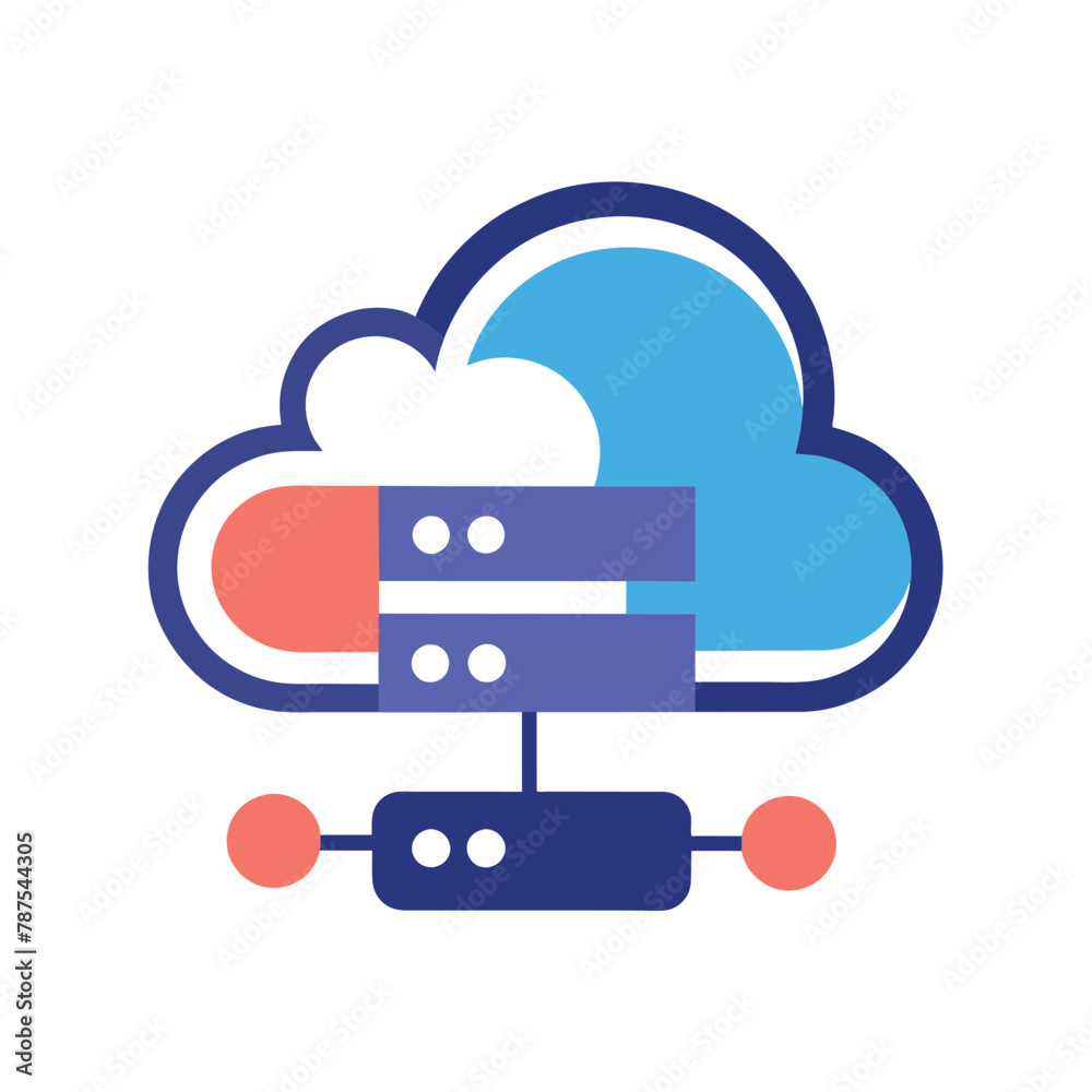 Poster a server connected to a cloud, depicting cloud computing technology in a simple icon, create a minim