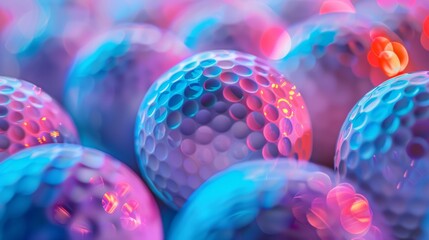 A close up of a bunch of golf balls with different colors, AI - Powered by Adobe