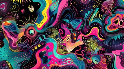 Wild psychedelic designs for wallpaper - obrazy, fototapety, plakaty