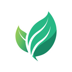 Silhouette of a green leaf logo with subtle gradient on a white background, Leaf silhouette with subtle gradient for a eco-friendly vibe