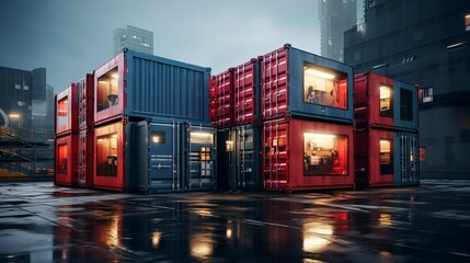 A photo of Container Units in Minimalistic Urban - obrazy, fototapety, plakaty